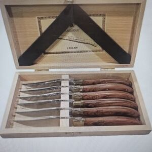 Laguiole Wooden Handle Knife Set in Box
